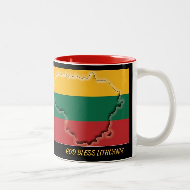 LITHUANIA FLAG MAP Scripture Customized Black Two-Tone Coffee Mug (Right)