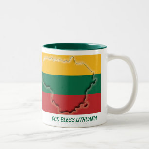 LITHUANIA FLAG MAP Scripture Customized White Two-Tone Coffee Mug