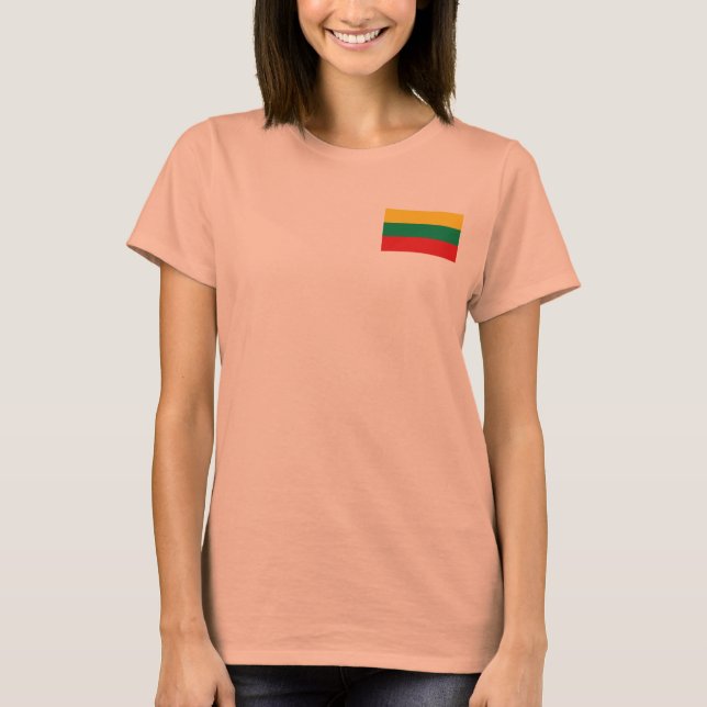 Lithuania Flag + Map T-Shirt (Front)