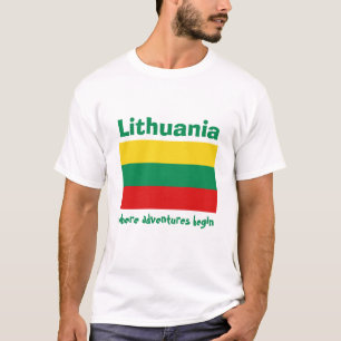 Lithuania Flag+Map+Text T-Shirt