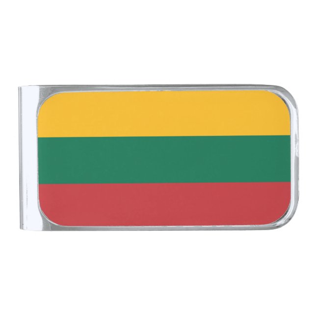 Lithuania Flag Silver Finish Money Clip (Front)