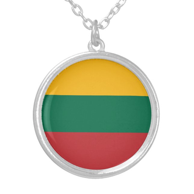 Lithuania Flag Silver Plated Necklace (Front)