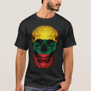 Lithuania Flag Skull Lithuanian Roots Proud Patrio T-Shirt