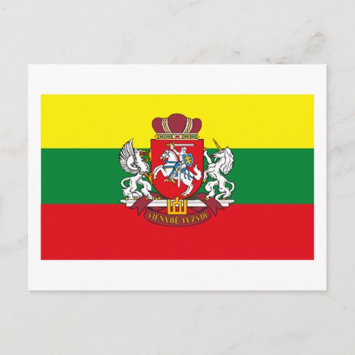 Lithuania Flag w COA Postcard