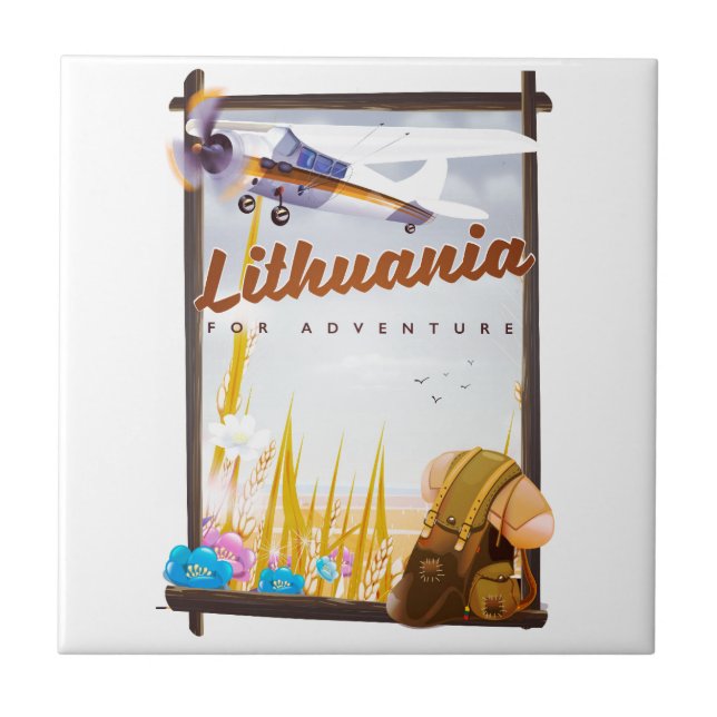 lithuania - For an adventure travel poster Ceramic Tile (Front)
