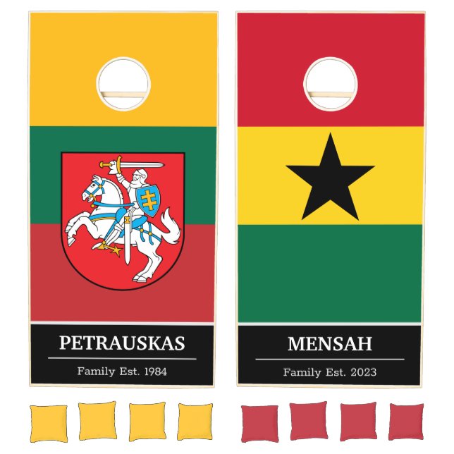 Lithuania & Ghana Flag personalized / Family fun Cornhole Set (Set)