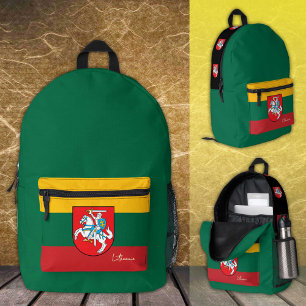 Lithuania, Green backpack, Lithuanian Flag /custom Printed Backpack
