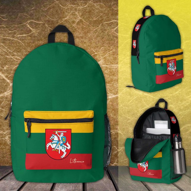 Lithuania, Green backpack, Lithuanian Flag /custom Printed Backpack (Creator Uploaded)