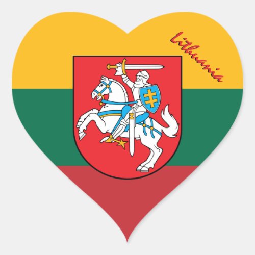 Lithuania Heart Sticker Patriotic Lithuanian Flag Heart Sticker