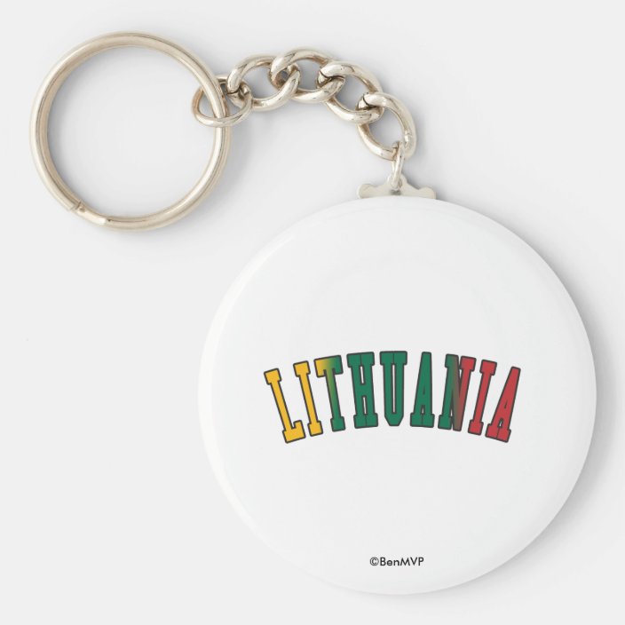 Lithuania in National Flag Colors Keychain