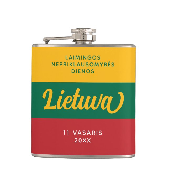 Lithuania Independence Day National Flag Flask (Front)