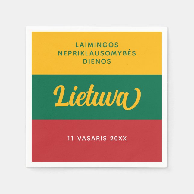 Lithuania Independence Day National Flag Napkins (Front)