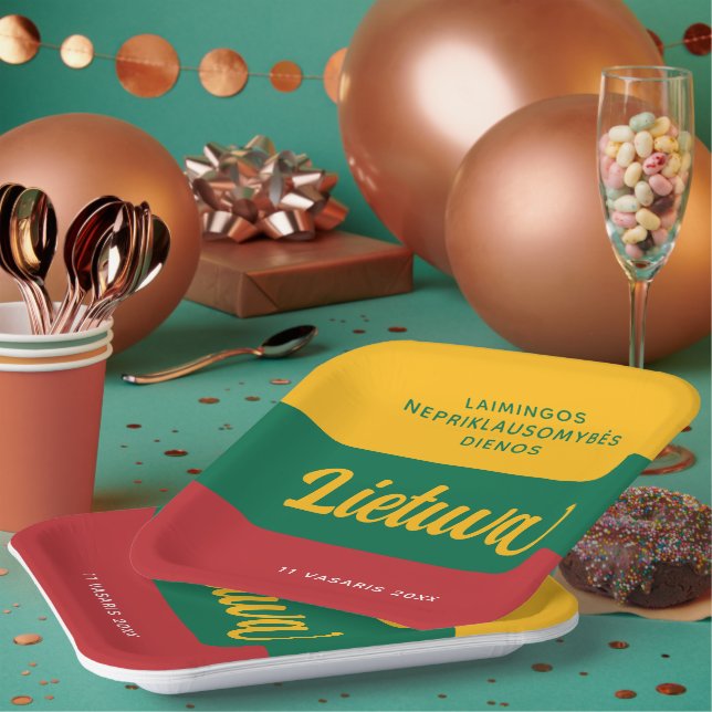 Lithuania Independence Day National Flag Paper Plates (Multi)