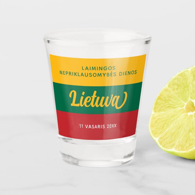 Lithuania Independence Day National Flag Shot Glass (Front)