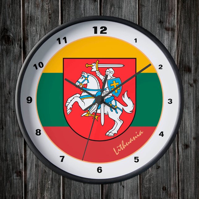 Lithuania Knight & Lithuanian Flag Elegant  Round Clock (Creator Uploaded)