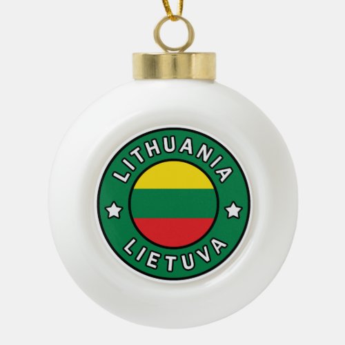 Lithuania Lietuva Ceramic Ball Christmas Ornament