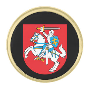 Lithuania & Lithuania Coat of Arms, Flag /business Gold Finish Lapel Pin