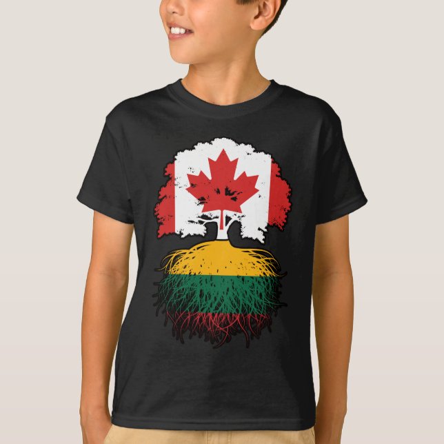 Lithuania Lithuanian Canadian Canada Tree Roots T-Shirt (Front)
