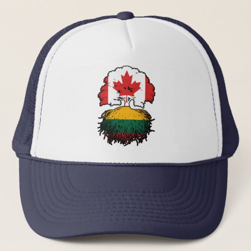 Lithuania Lithuanian Canadian Canada Tree Roots Trucker Hat