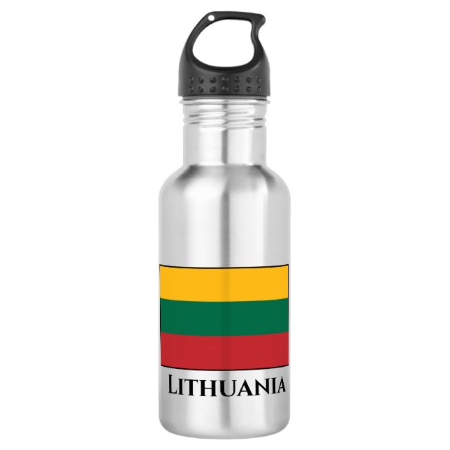 Lithuania (Lithuanian) Flag Stainless Steel Water Bottle (Front)
