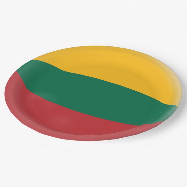 Lithuania, Lithuanian Red Green & Yellow Flag Paper Plates (Angled)