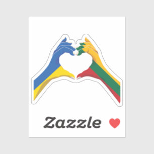 Lithuania Lithuanian Ukraine Ukrainian Love Heart Sticker