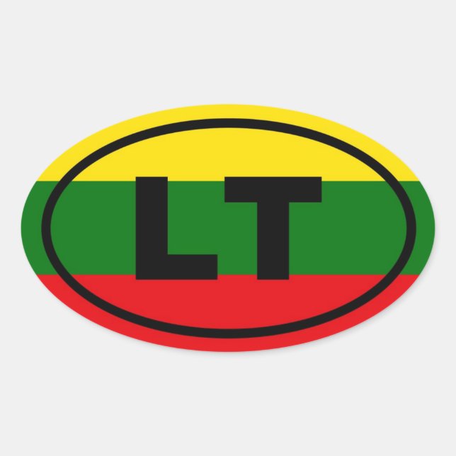 Lithuania LT European Oval Sticker (Front)