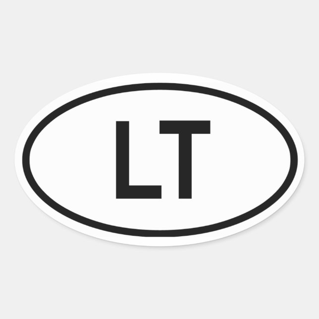 Lithuania "LT" Oval Sticker (Front)