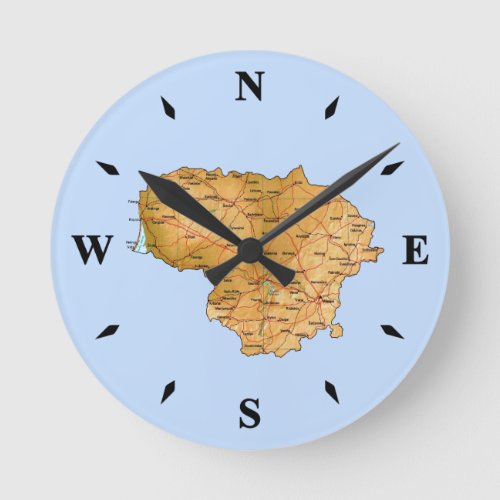 Lithuania Map Clock