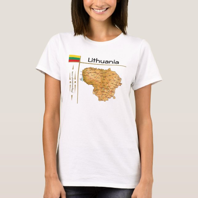 Lithuania Map + Flag + Title T-Shirt (Front)