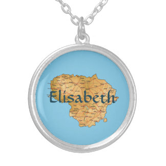Lithuania Map + Name Necklace
