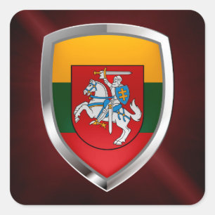 Lithuania Metallic Emblem Square Sticker