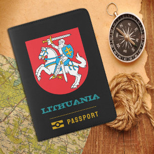 Lithuania Passport, Lithuanian coat of Arms, flag Passport Holder