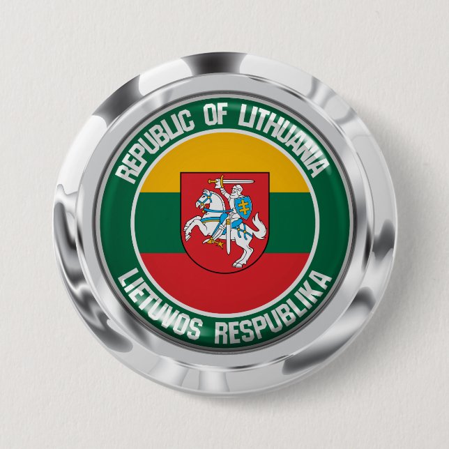 Lithuania Round Emblem Button (Front)