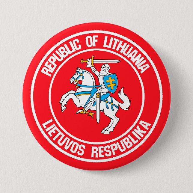 Lithuania Round Emblem Button (Front)