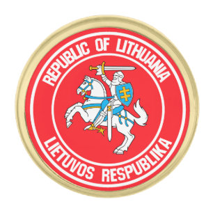 Lithuania Round Emblem Gold Finish Lapel Pin