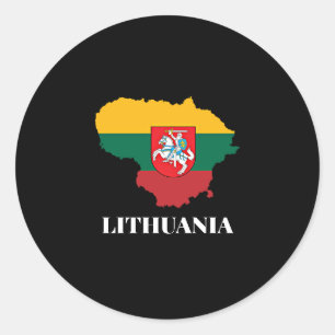 Lithuania silhouette and flag classic round sticker