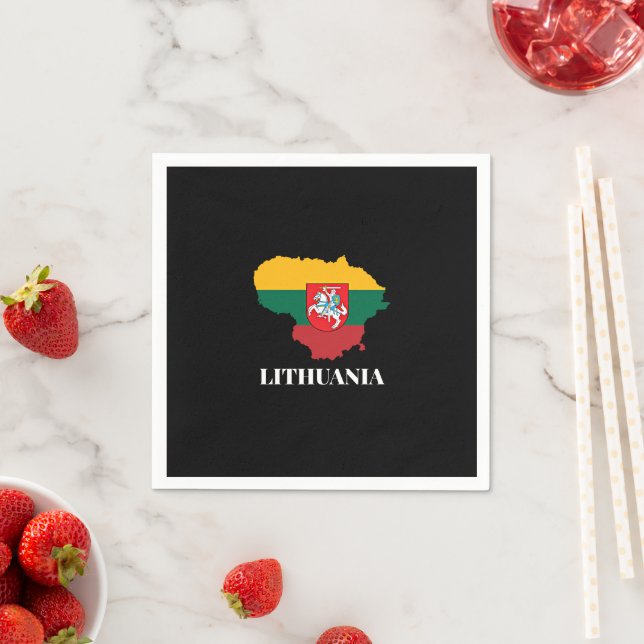 Lithuania silhouette and flag napkins (Insitu)