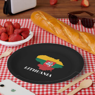Lithuania silhouette and flag paper plates