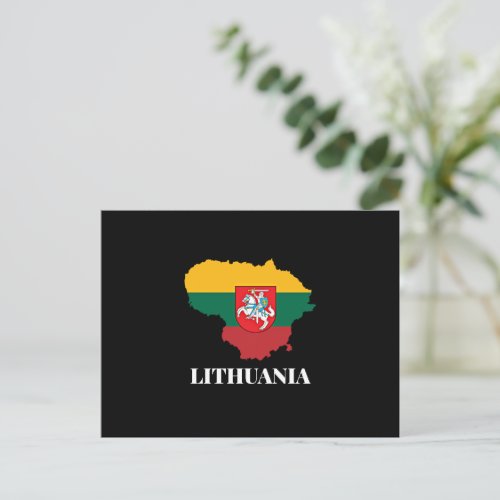 Lithuania silhouette and flag postcard