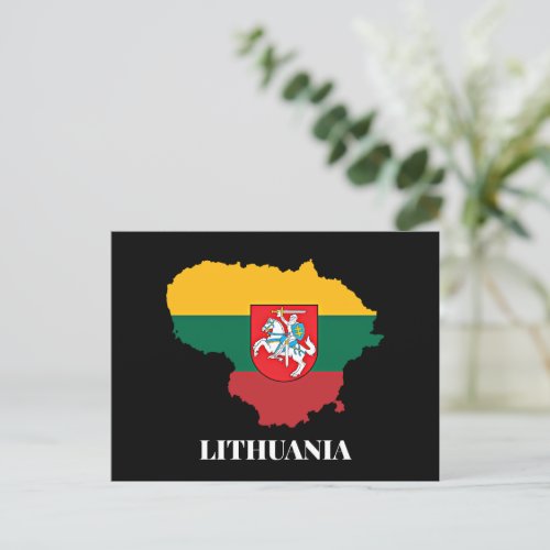 Lithuania silhouette and flag postcard