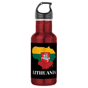 Lithuania silhouette and flag stainless steel water bottle