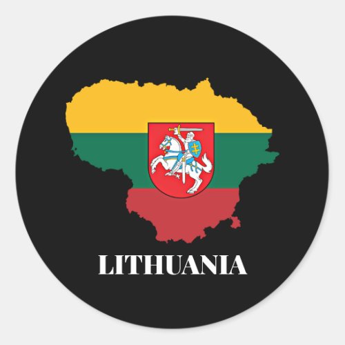 Lithuania sillhouette and flag classic round sticker