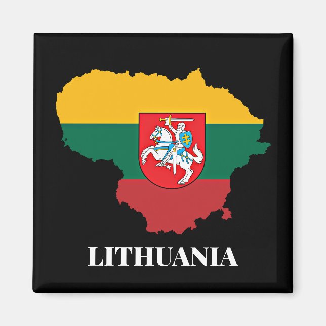 Lithuania sillhouette and flag magnet (Front)