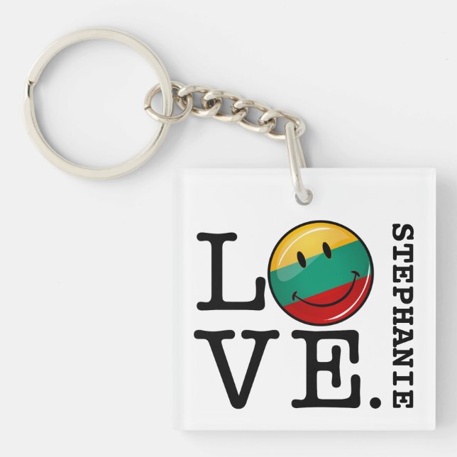 Lithuania Smiling Flag Keychain (Front)