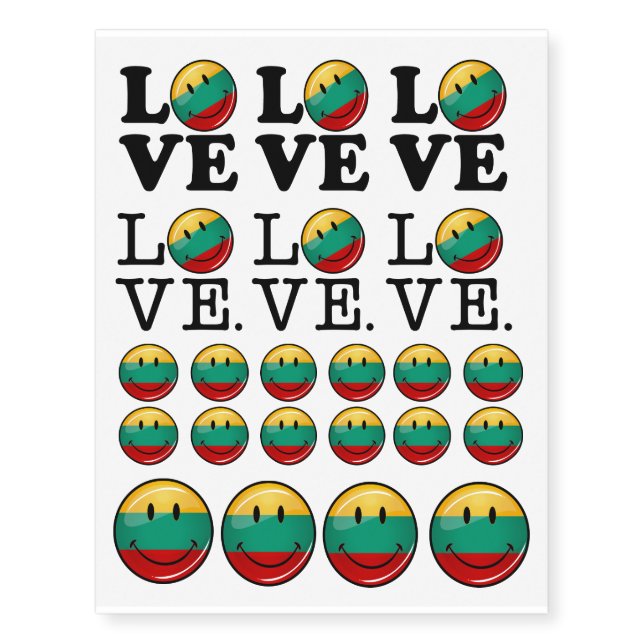 Lithuania Smiling Flag Temporary Tattoos (Front)