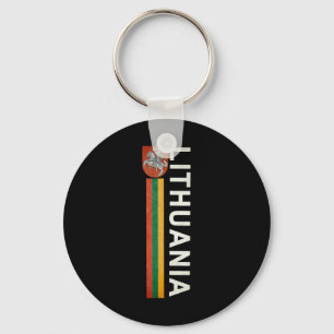 Lithuania Sporty Retro Flag And Lithuanian Emblem Keychain