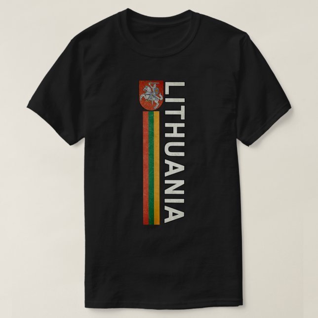 Lithuania Sporty Retro Flag and Lithuanian Emblem  T-Shirt (Design Front)