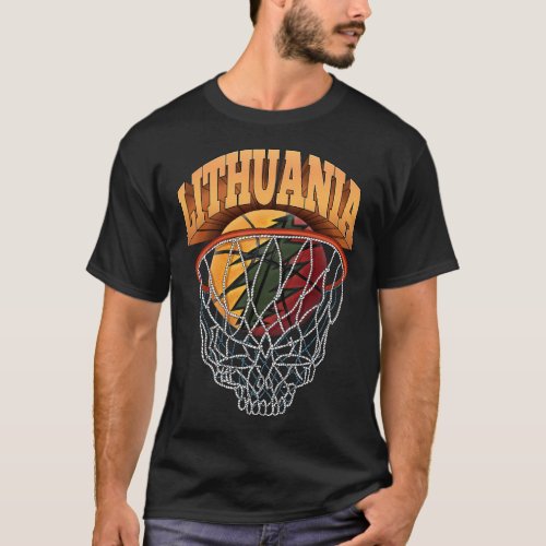 Lithuania Strong Basketball Skeleton Net T_Shirt