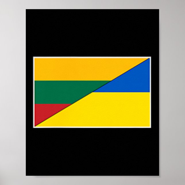 Lithuania Ukraine Flag Lithuanian Ukrainian Nation Poster (Front)